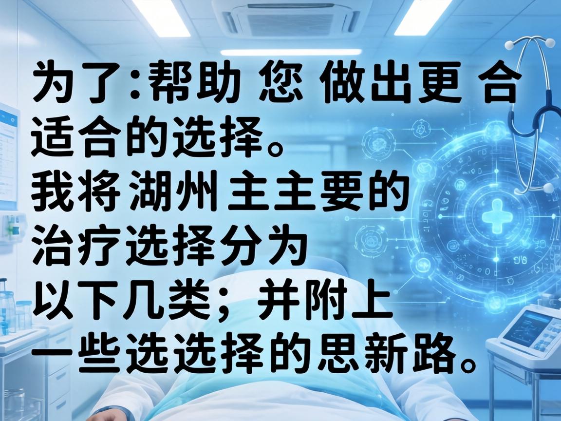 为了帮助您做出更合适的选择,我将湖州主要的治疗选择分为以下几类,并附上一些选择的思路 为了帮助您做出更合适的选择,我将湖州主要的治疗选择分为以下几类,并附上一些选择的思路