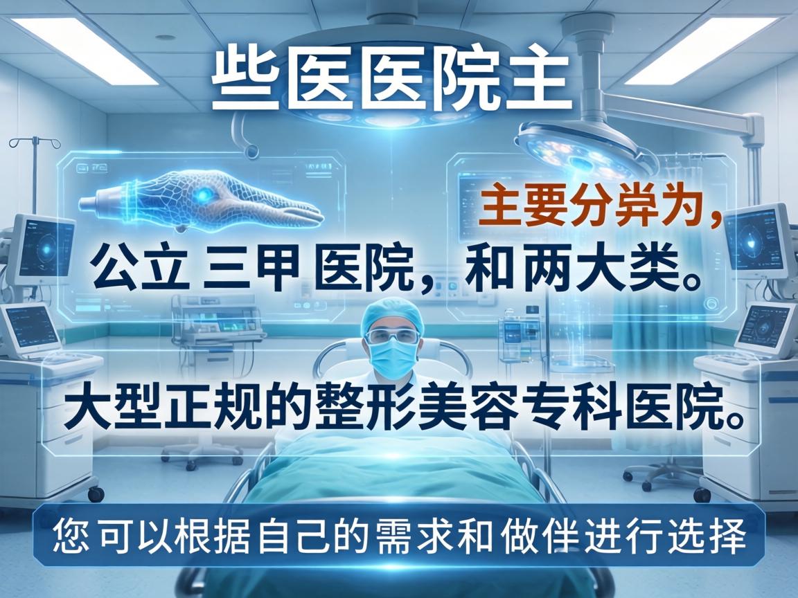 这些医院主要分为两大类，公立三甲医院 和 大型正规的整形美容专科医院。您可以根据自己的需求和偏好进行选择