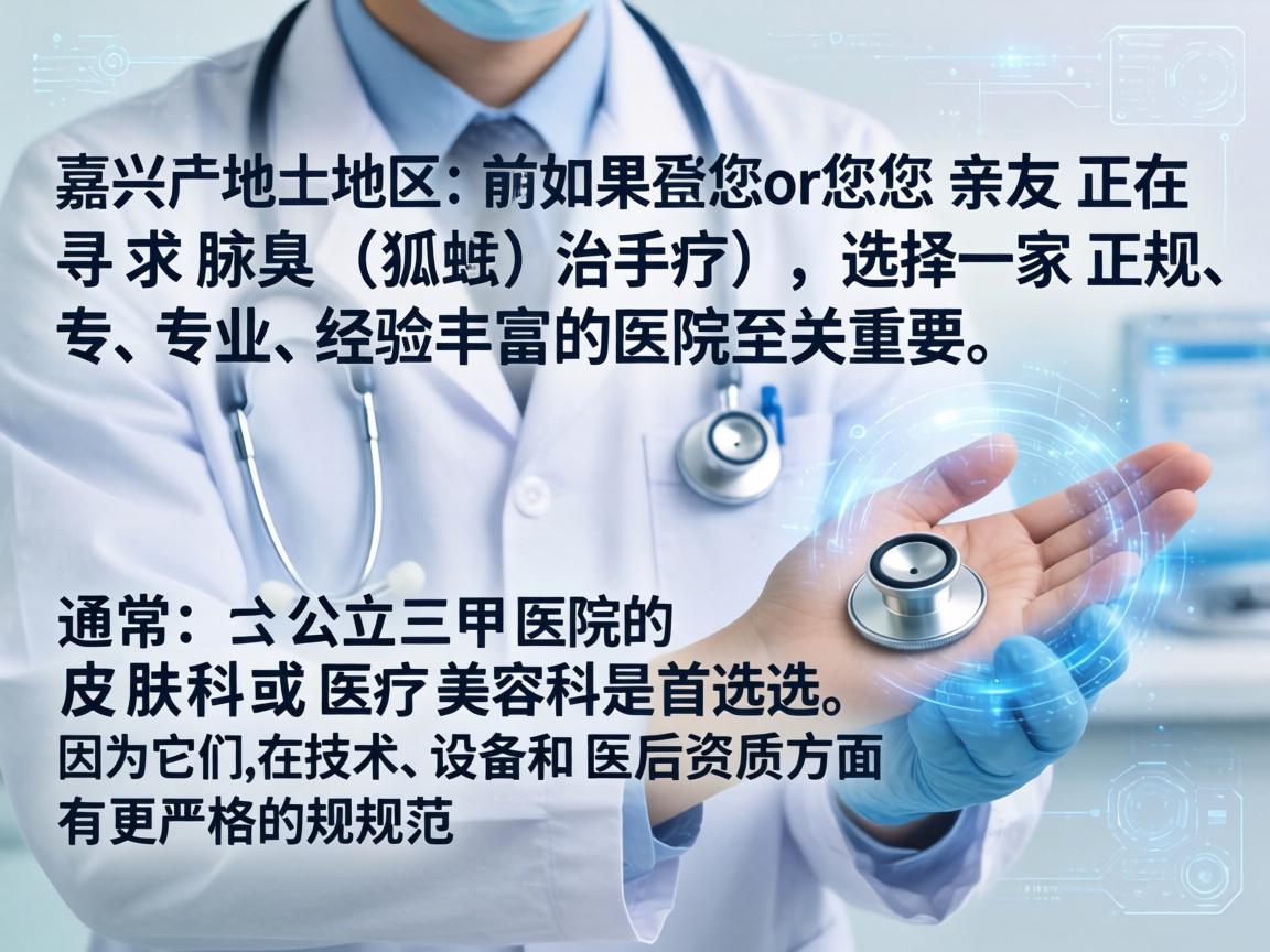 在嘉兴地区，如果您或您的亲友正在寻求腋臭（狐臭）治疗，选择一家正规、专业、经验丰富的医院至关重要。通常，公立三甲医院的皮肤科或医疗美容科是首选，因为它们在技术、设备和医生资质方面有更严格的规范