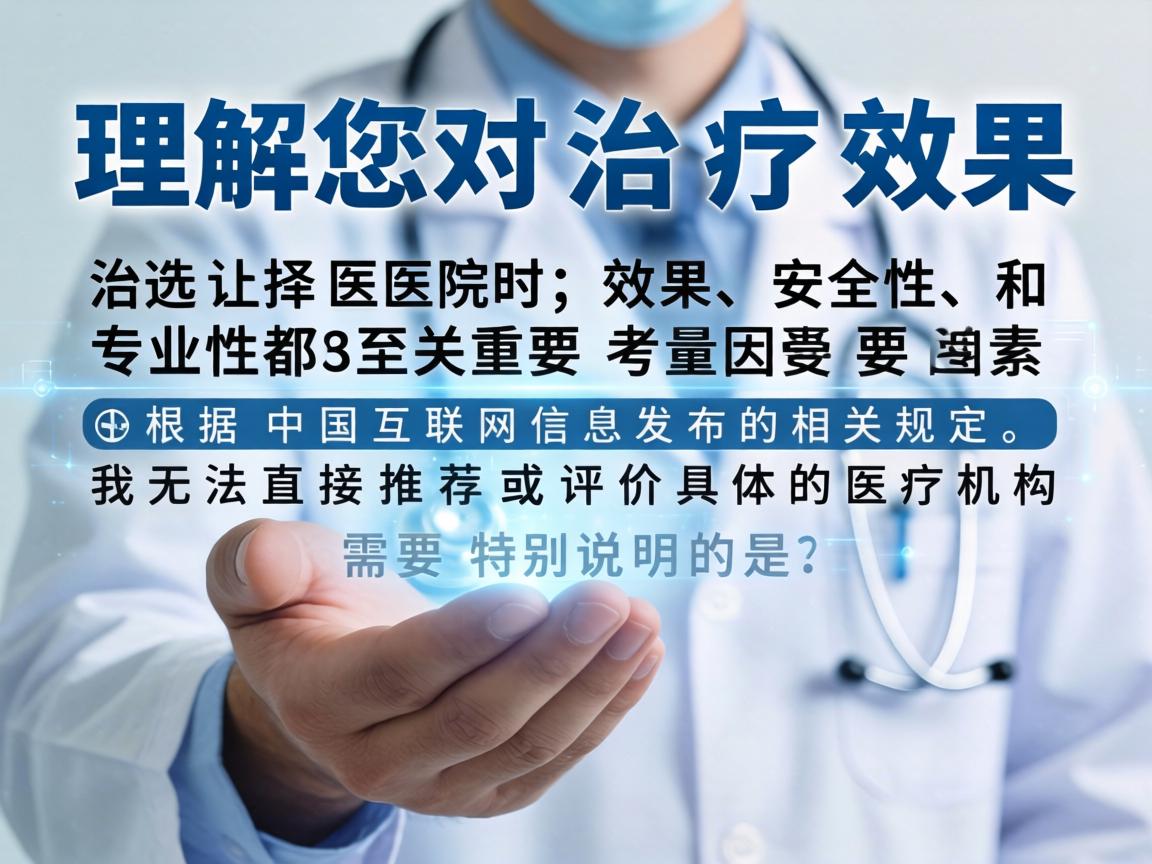 理解您对治疗效果的关注。在选择医院时,效果、安全性和专业性都是至关重要的考量因素。需要特别说明的是,根据中国互联网信息发布的相关规定,我无法直接推荐或评价具体的医疗机构 理解您对治疗效果的关注。在选择医院时,效果、安全性和专业性都是至关重要的考量因素。需要特别说明的是,根据中国互联网信息发布的相关规定,我无法直接推荐或评价具体的医疗机构