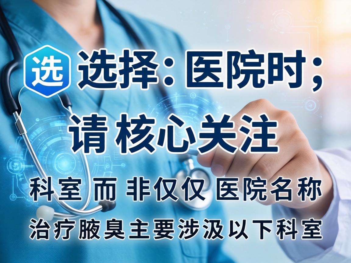 选择医院时,请核心关注 科室 而非仅仅医院名称。治疗腋臭主要涉及以下科室 选择医院时,请核心关注 科室 而非仅仅医院名称。治疗腋臭主要涉及以下科室