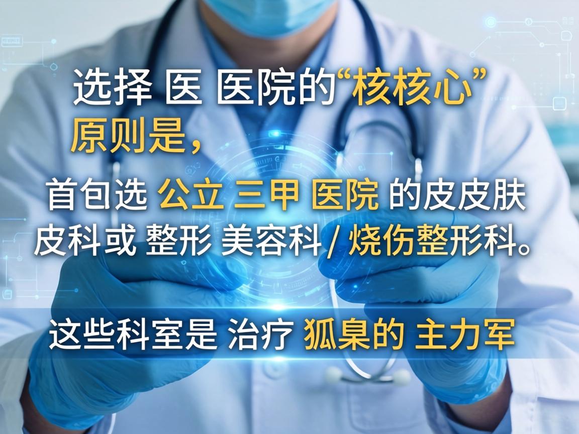 选择医院的核心原则是，首选公立三甲医院的皮肤科或整形美容科/烧伤整形科。这些科室是治疗狐臭的主力军