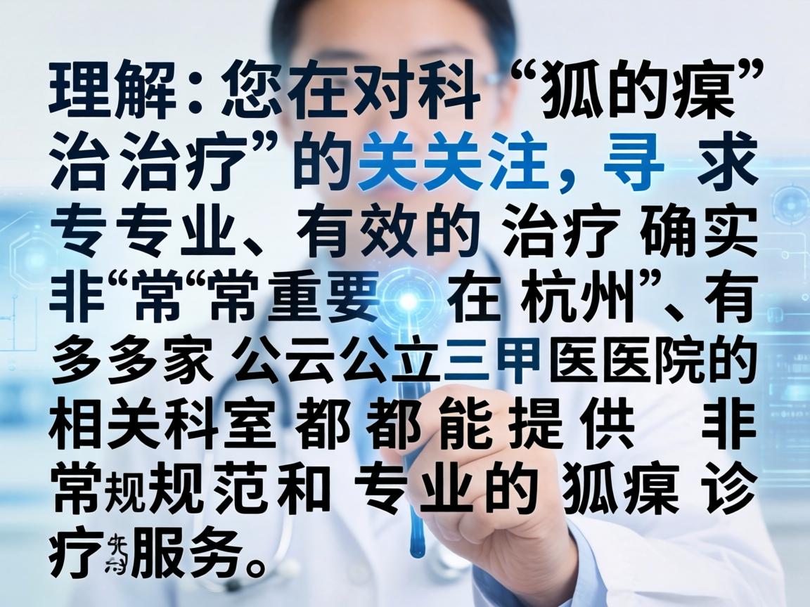 理解您对狐臭治疗的关注，寻求专业、有效的治疗确实非常重要。在杭州，有多家公立三甲医院的相关科室都能提供非常规范和专业的狐臭诊疗服务