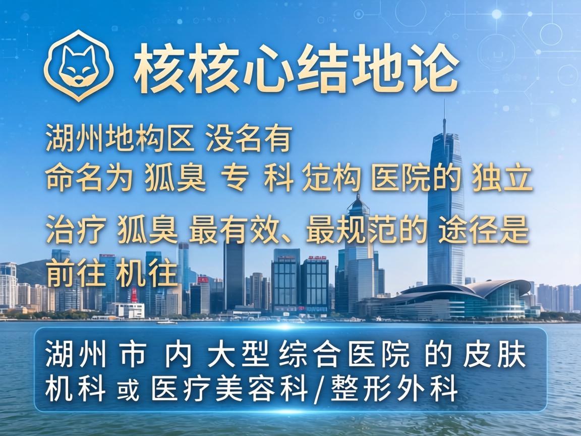 核心结论，湖州地区没有命名为狐臭专科医院的独立机构。治疗狐臭最有效、最规范的途径是前往湖州市内大型综合医院的皮肤科或医疗美容科/整形外科