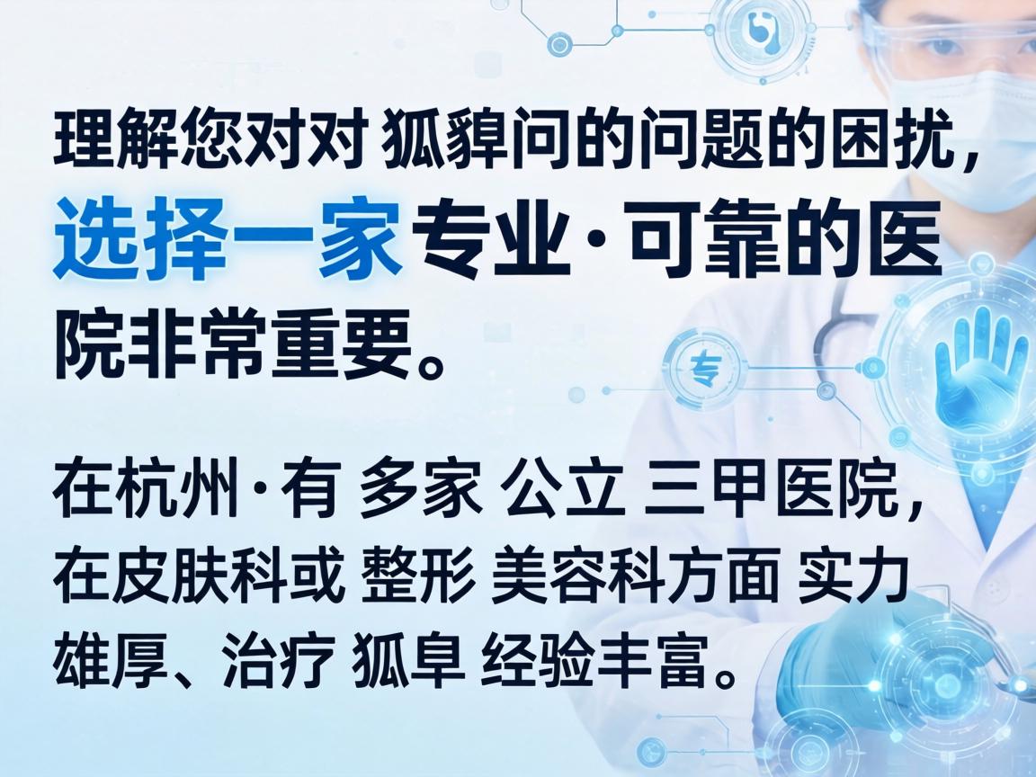 理解您对狐臭问题的困扰，选择一家专业、可靠的医院非常重要。在杭州，有多家公立三甲医院在皮肤科或整形美容科方面实力雄厚，治疗狐臭经验丰富