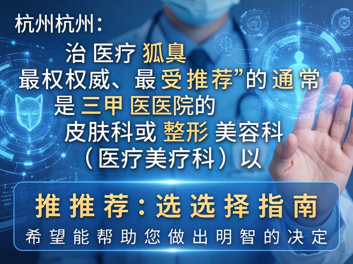 在杭州，治疗狐臭最权威、最受推荐的通常是三甲医院的皮肤科或整形美容科（医疗美容科）以下是详细的分类推荐和选择指南，希望能帮助您做出明智的决定