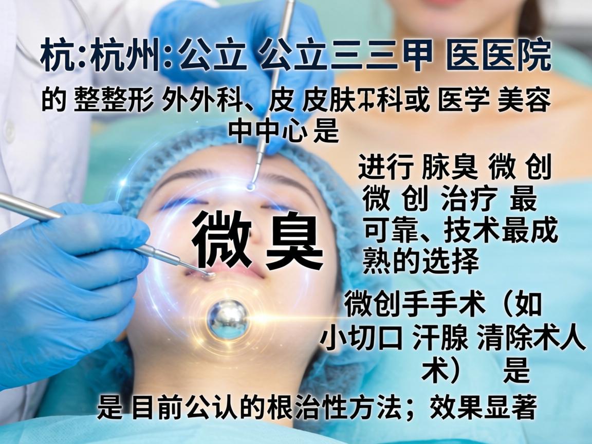 在杭州，公立三甲医院的整形外科、皮肤科或医学美容中心是进行腋臭微创治疗最可靠、技术最成熟的选择。微创手术（如小切口汗腺清除术）是目前公认的根治性方法，效果显著