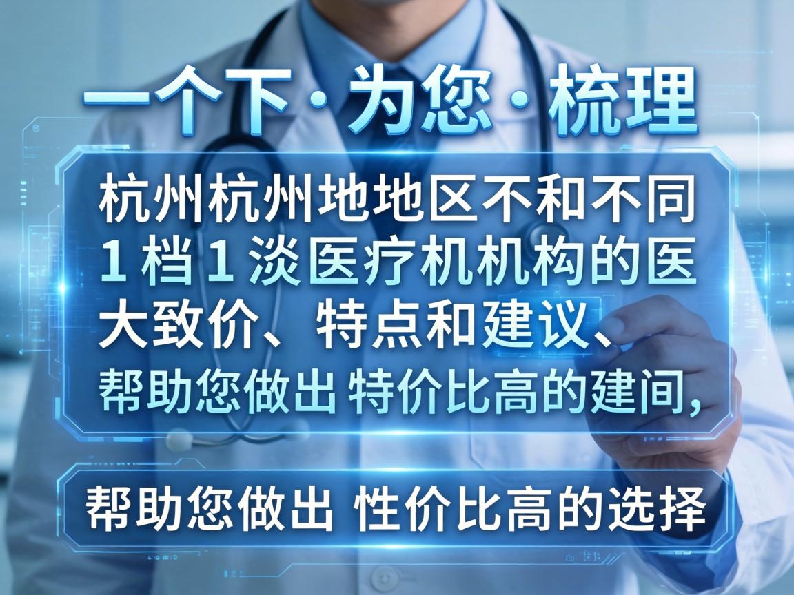 以下为您梳理杭州地区不同档次医疗机构的大致价格区间、特点和建议，帮助您做出性价比高的选择