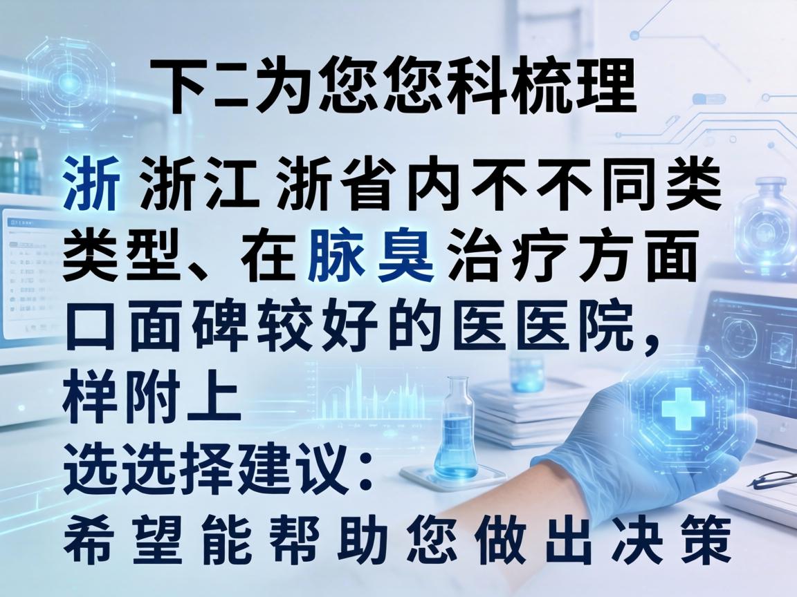 以下为您梳理浙江省内不同类型、在腋臭治疗方面口碑较好的医院,并附上选择建议,希望能帮助您做出决策 以下为您梳理浙江省内不同类型、在腋臭治疗方面口碑较好的医院,并附上选择建议,希望能帮助您做出决策