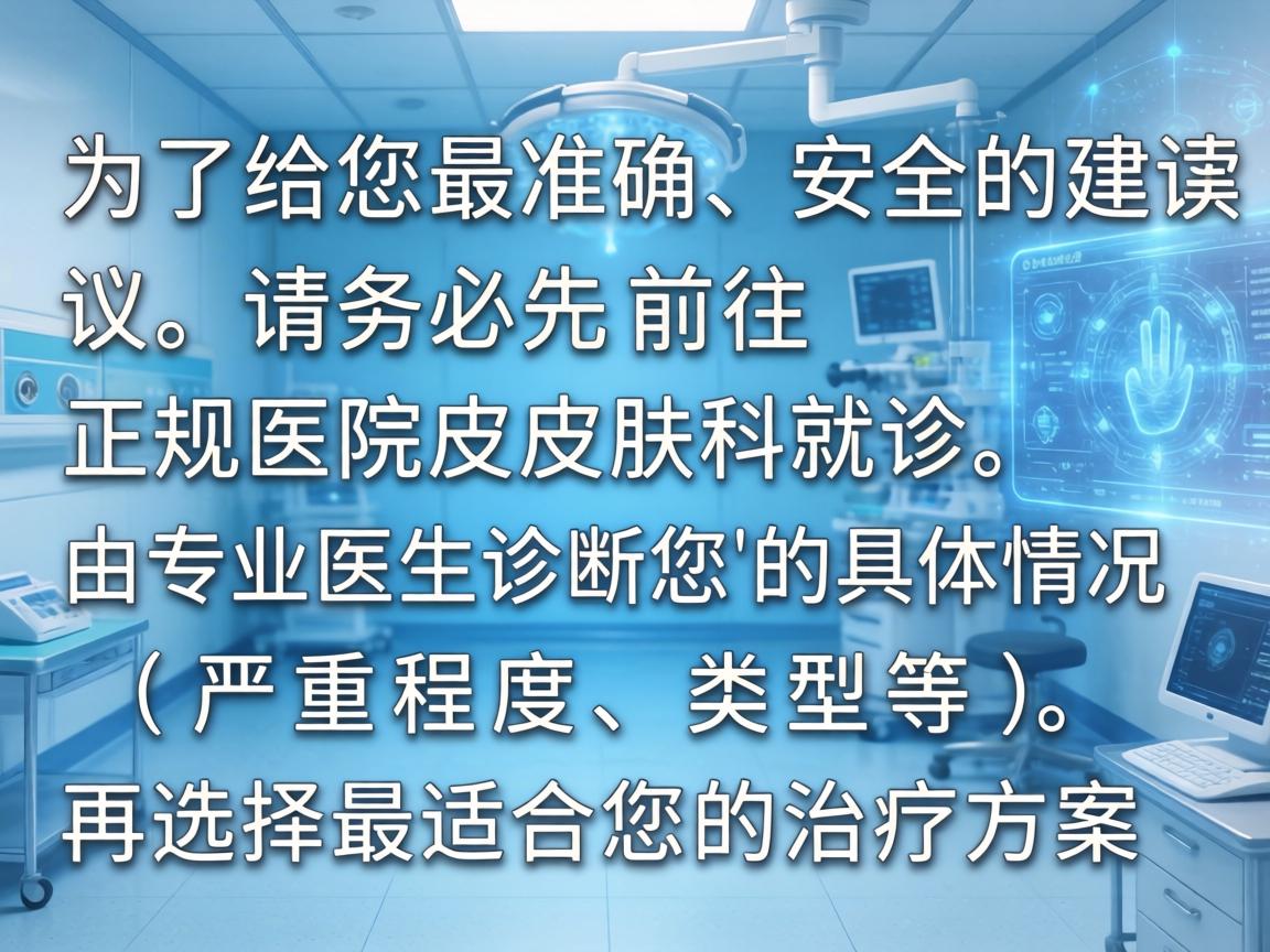 为了给您最准确、安全的建议，请务必先前往正规医院皮肤科就诊，由专业医生诊断您的具体情况（严重程度、类型等）再选择最适合您的治疗方案