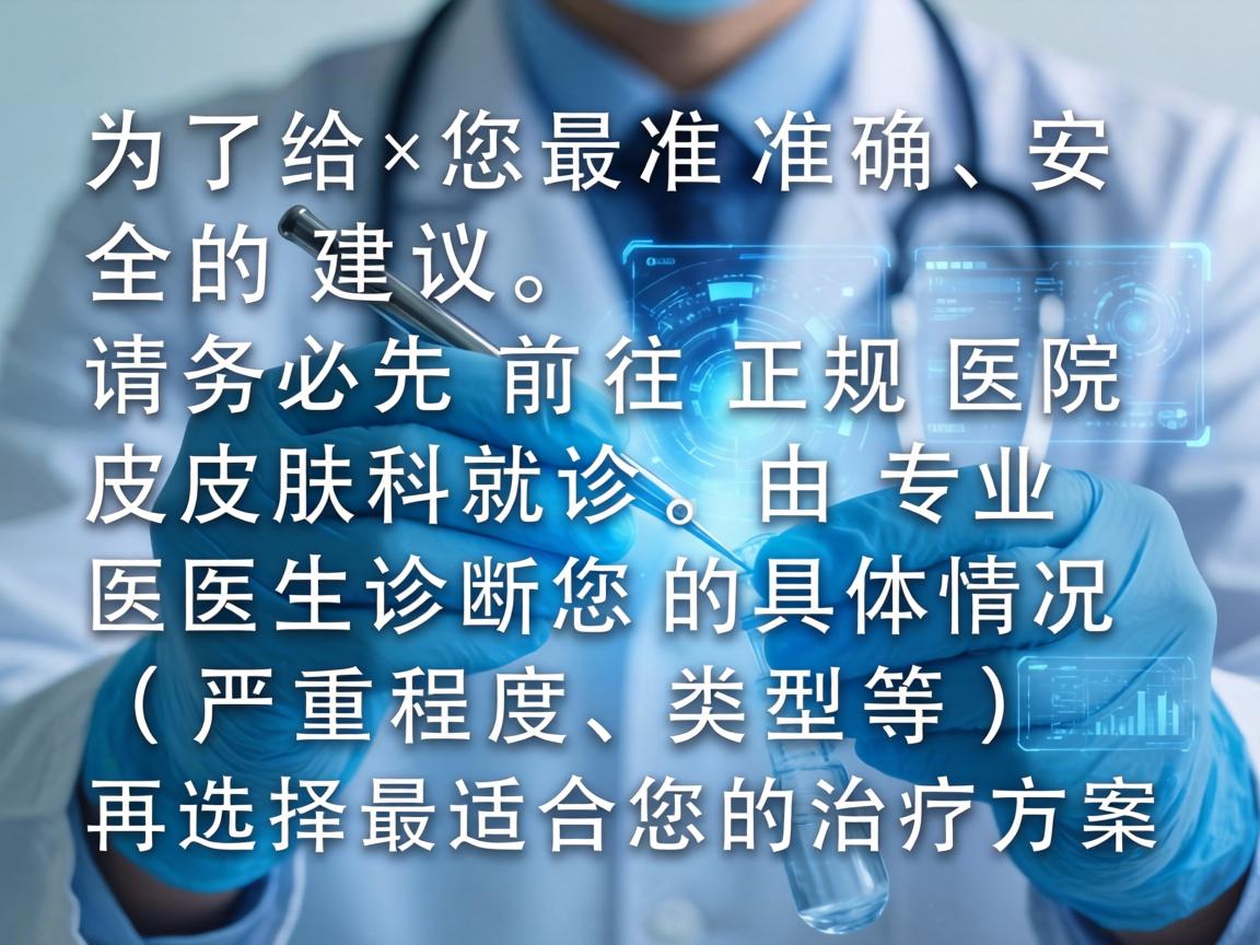 为了给您最准确、安全的建议，请务必先前往正规医院皮肤科就诊，由专业医生诊断您的具体情况（严重程度、类型等）再选择最适合您的治疗方案