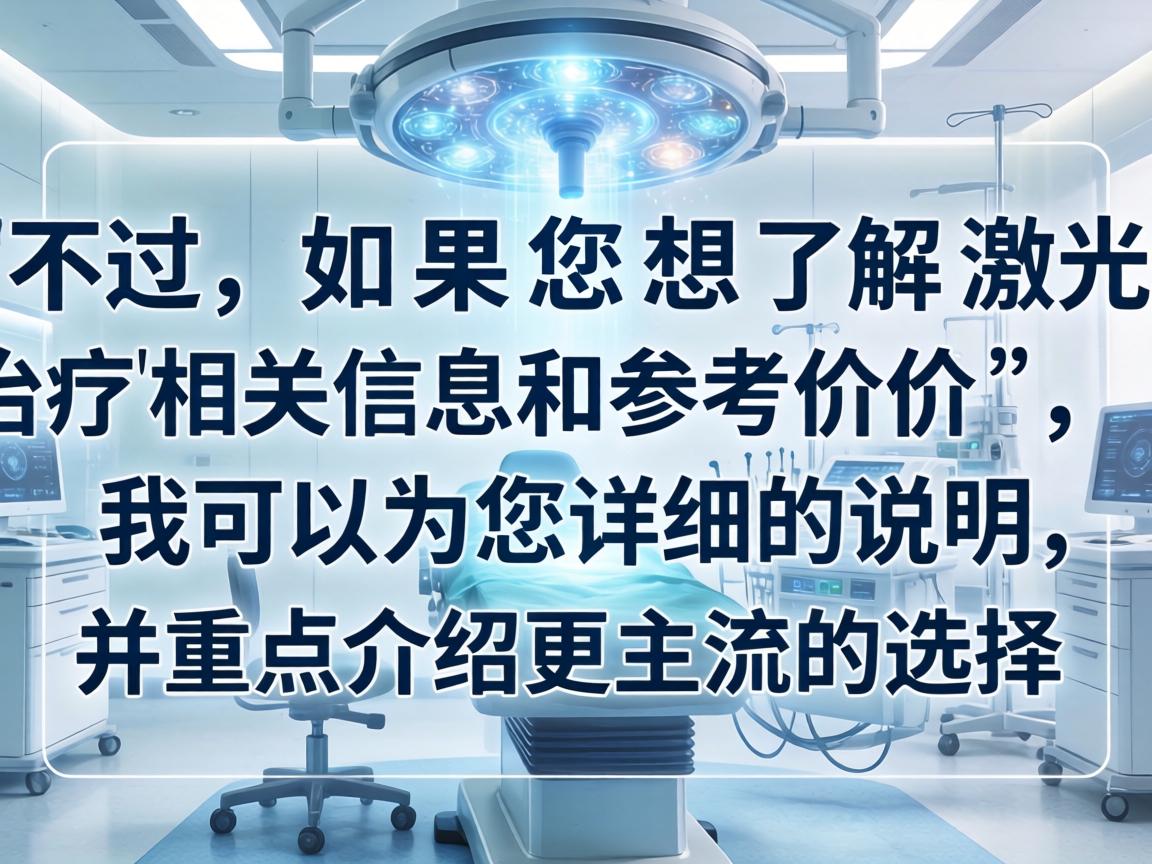 不过,如果您想了解激光治疗的相关信息和参考价格,我可以为您详细说明,并重点介绍更主流的选择 不过,如果您想了解激光治疗的相关信息和参考价格,我可以为您详细说明,并重点介绍更主流的选择