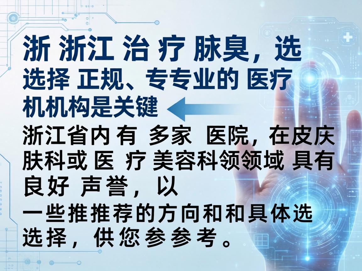 在浙江治疗腋臭,选择正规、专业的医疗机构是关键。浙江省内有多家医院在皮肤科或医疗美容科领域具有良好声誉,以下是一些推荐的方向和具体选择,供您参考 在浙江治疗腋臭,选择正规、专业的医疗机构是关键。浙江省内有多家医院在皮肤科或医疗美容科领域具有良好声誉,以下是一些推荐的方向和具体选择,供您参考