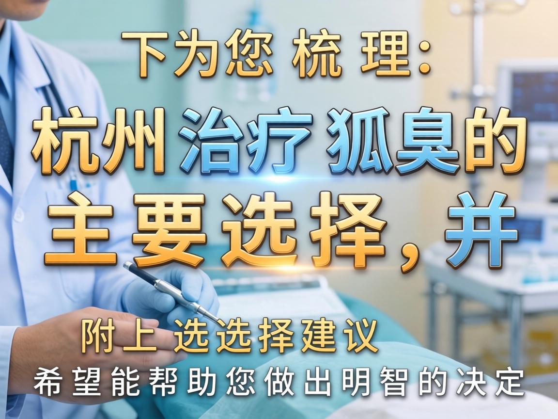 以下为您梳理杭州治疗狐臭的主要选择，并附上选择建议，希望能帮助您做出明智的决定