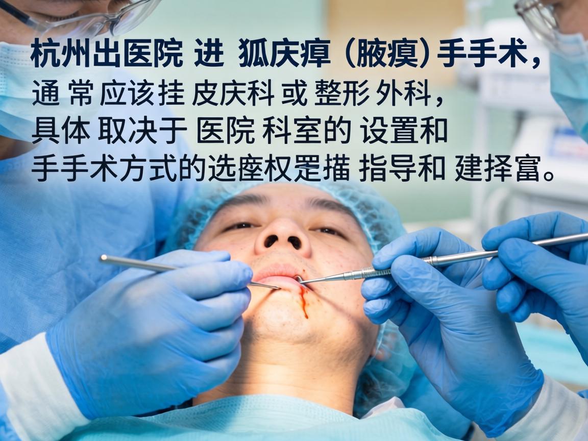 在杭州的医院进行狐臭（腋臭）手术，通常应该挂 皮肤科 或 整形外科，具体取决于医院科室的设置和手术方式的选择。以下是详细的指导和建议