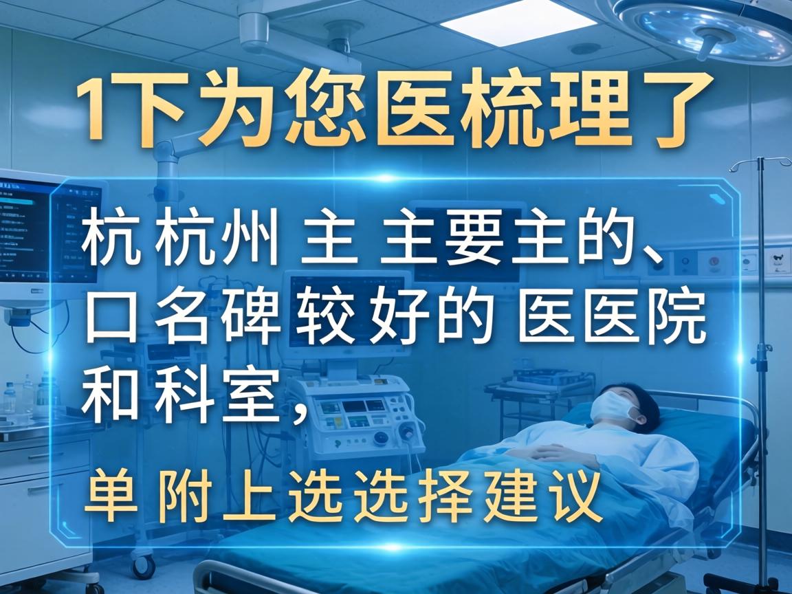 以下为您梳理了杭州主要的、口碑较好的医院和科室，并附上选择建议