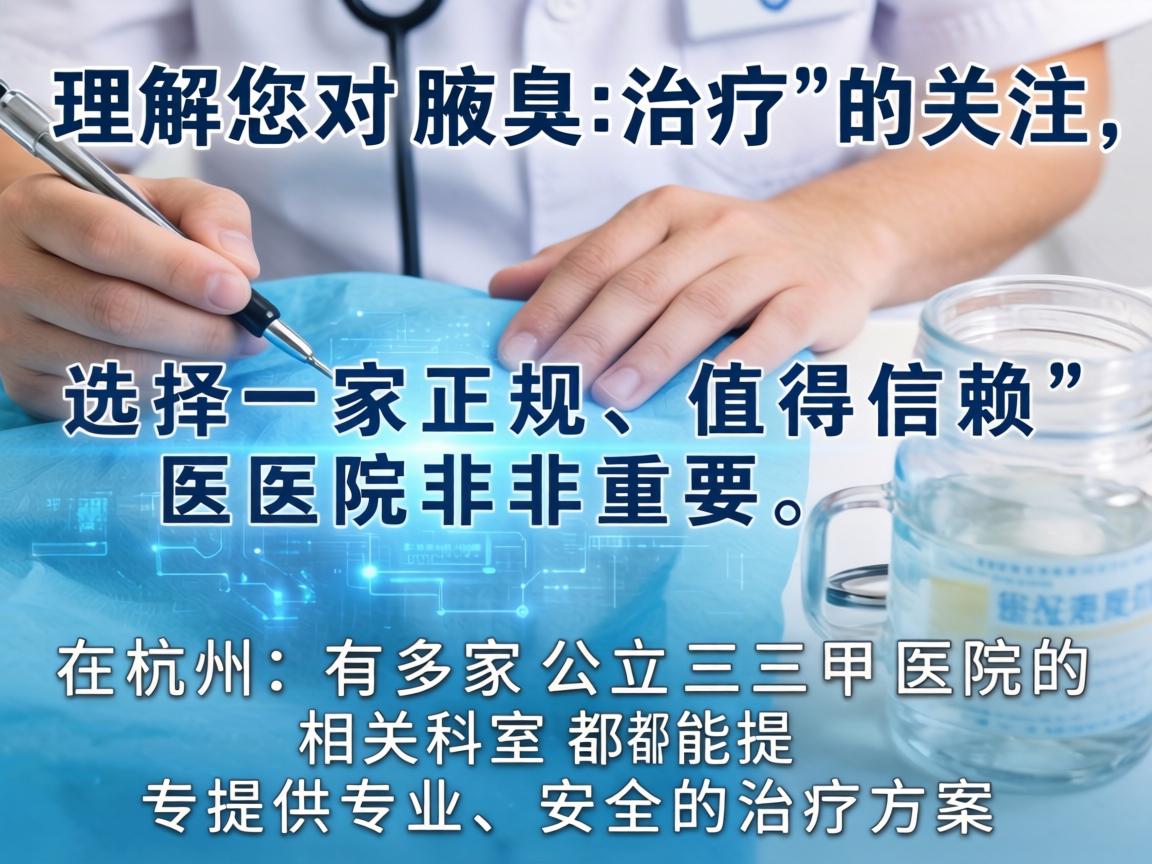 理解您对腋臭治疗的关注，选择一家正规、值得信赖的医院非常重要。在杭州，有多家公立三甲医院的相关科室都能提供专业、安全的治疗方案