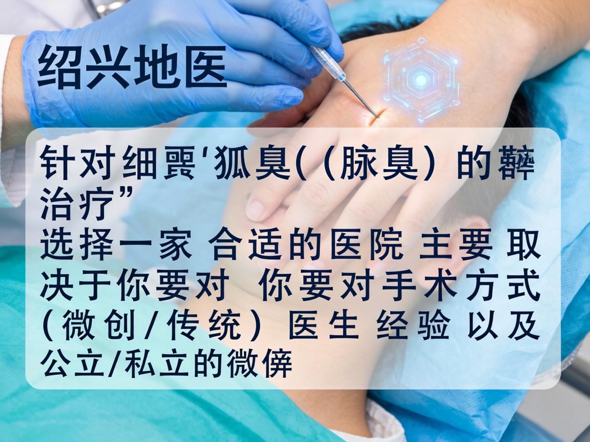 在绍兴地区，针对狐臭（腋臭）的治疗，选择一家合适的医院主要取决于你对手术方式（微创/传统）医生经验以及公立/私立的偏好