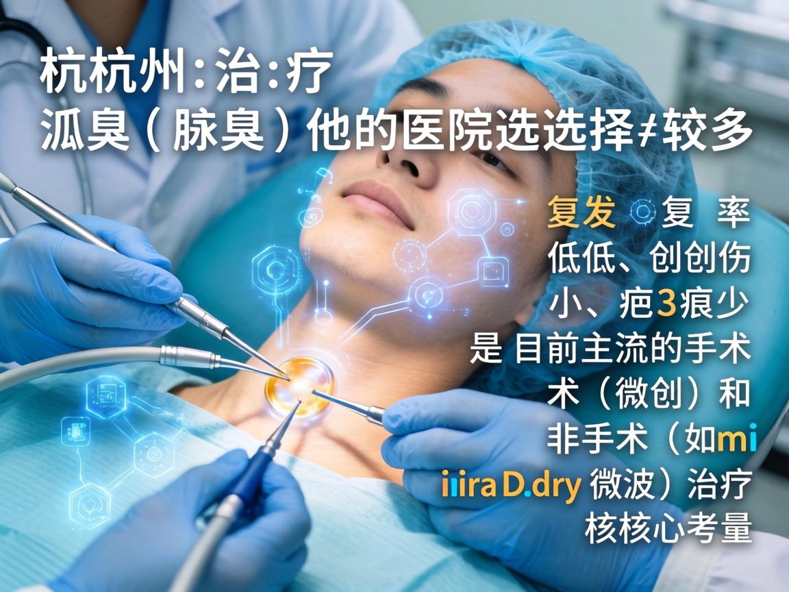 杭州治疗狐臭（腋臭）的医院选择较多。复发率低、创伤小、疤痕少是目前主流的手术（微创）和非手术（如miraDry微波）治疗的核心考量