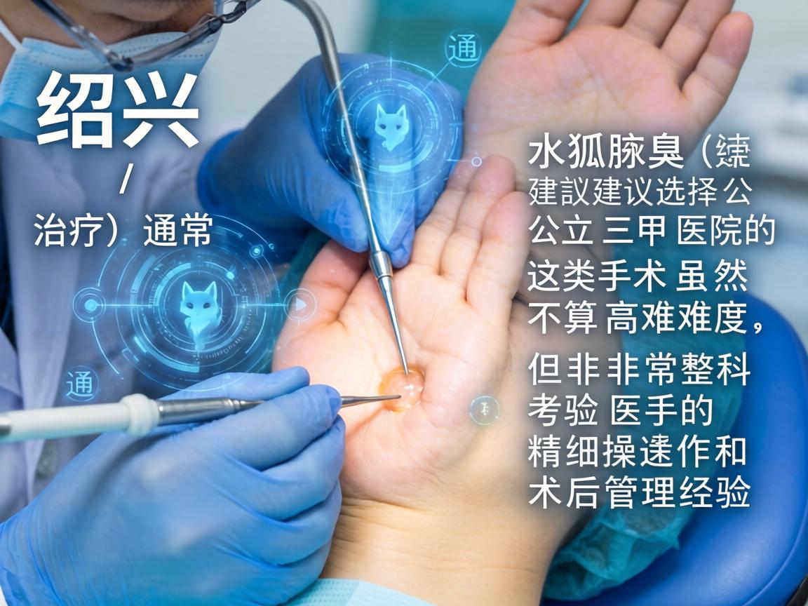 在绍兴，关于狐臭（腋臭）的治疗，通常建议选择公立三甲医院的皮肤科或整形美容科。这类手术虽然不算高难度，但非常考验医生的精细操作和术后管理经验
