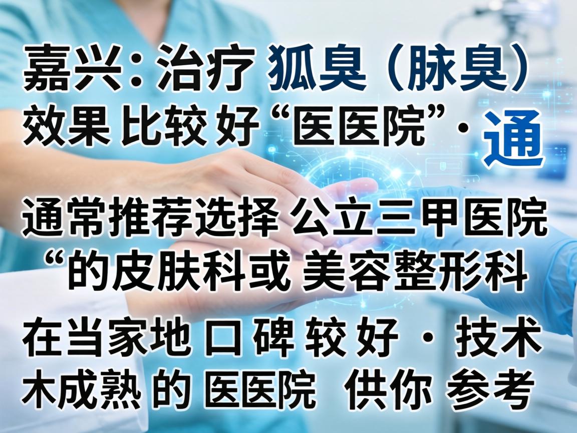 在嘉兴,治疗狐臭(腋臭)效果比较好的医院,通常推荐选择公立三甲医院的皮肤科或美容整形科。以下是几家在当地口碑较好、技术成熟的医院供你参考 在嘉兴,治疗狐臭(腋臭)效果比较好的医院,通常推荐选择公立三甲医院的皮肤科或美容整形科。以下是几家在当地口碑较好、技术成熟的医院供你参考
