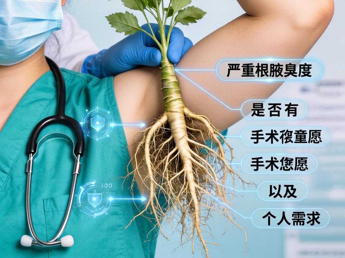 根据您腋臭的严重程度、是否有手术意愿以及个人需求
