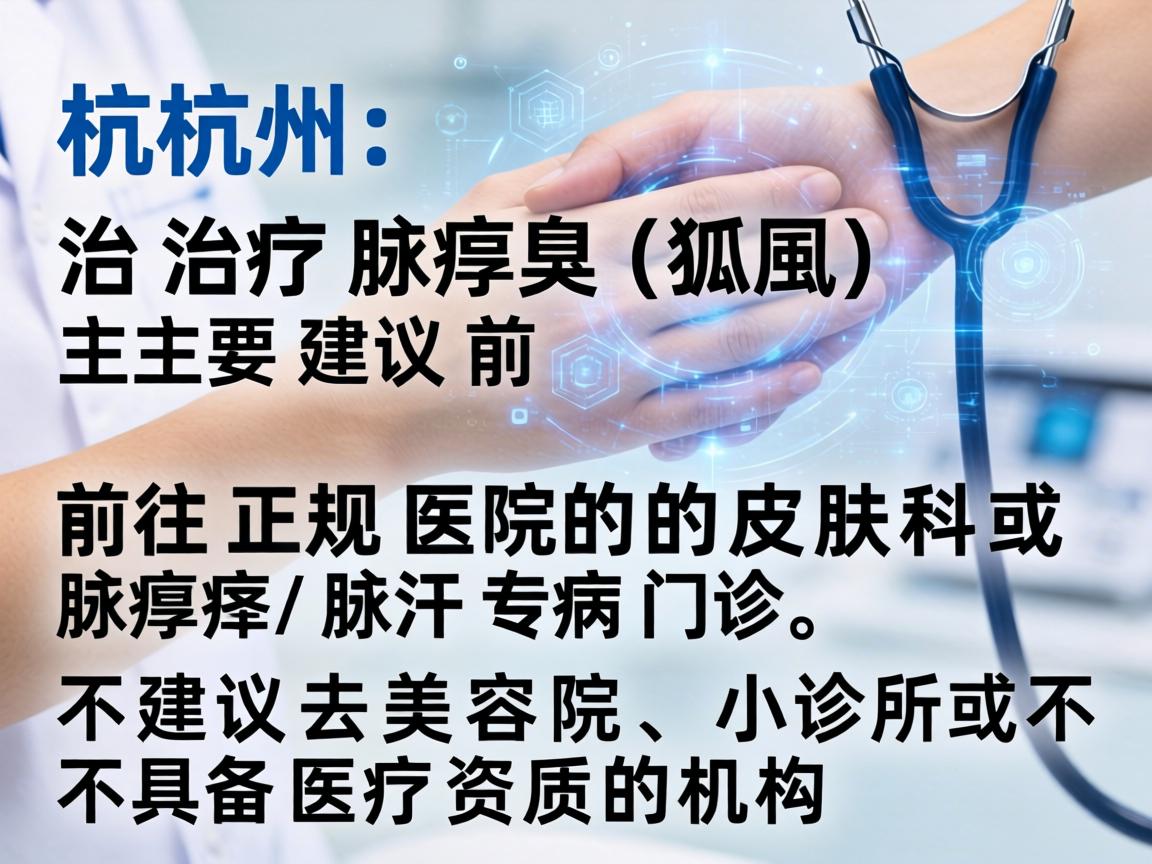 在杭州，治疗腋臭（狐臭）主要建议前往正规医院的皮肤科或腋臭/腋汗专病门诊。不建议去美容院、小诊所或不具备医疗资质的机构