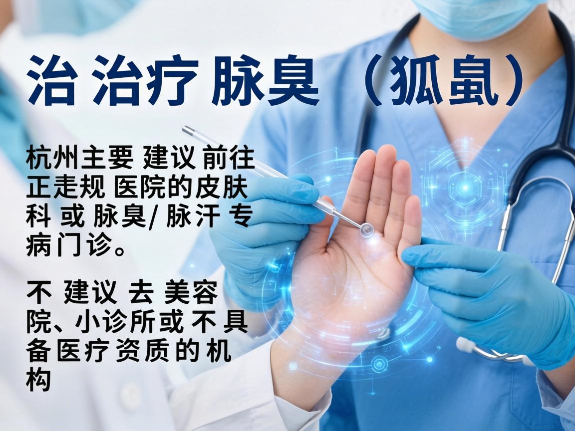 在杭州，治疗腋臭（狐臭）主要建议前往正规医院的皮肤科或腋臭/腋汗专病门诊。不建议去美容院、小诊所或不具备医疗资质的机构