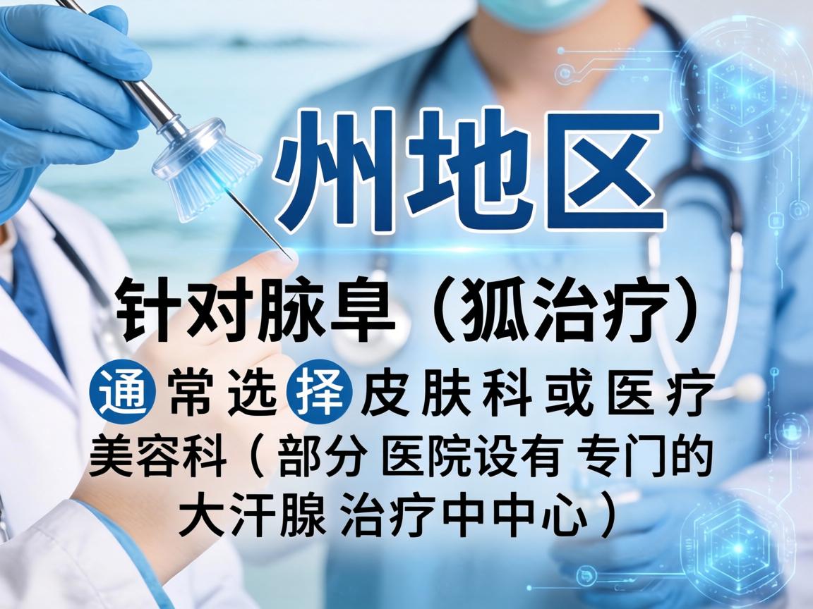 在湖州地区，针对腋臭（狐臭）的治疗，通常选择皮肤科或医疗美容科（部分医院设有专门的大汗腺治疗中心）