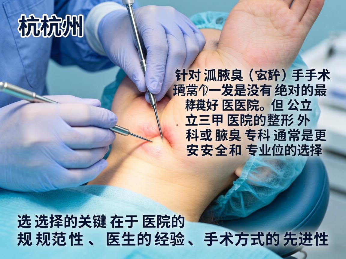 在杭州，针对狐臭（腋臭）手术，没有绝对的最好医院，但公立三甲医院的整形外科或腋臭专科通常是更安全和专业的选择。选择的关键在于医院的规范性、医生的经验、手术方式的先进性