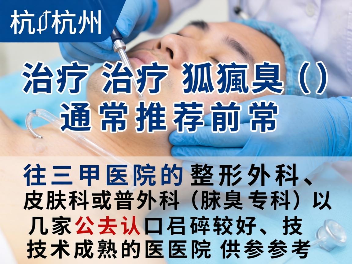 在杭州，治疗腋臭（狐臭）通常推荐前往三甲医院的整形外科、皮肤科或普外科（腋臭专科）以下是几家公认口碑较好、技术成熟的医院供参考