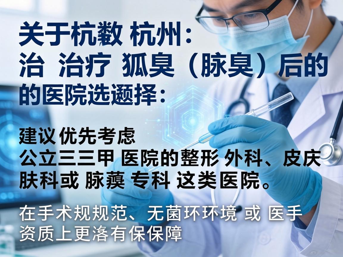关于杭州治疗狐臭（腋臭）的医院选择，建议优先考虑公立三甲医院的整形外科、皮肤科或腋臭专科。这类医院在手术规范、无菌环境和医生资质上更有保障