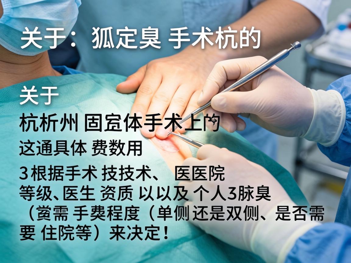 关于杭州狐臭手术的具体费用，这通常不是一个固定的数字，而是根据手术技术、医院等级、医生资质以及个人腋臭严重程度（单侧还是双侧、是否需要住院等）来决定的