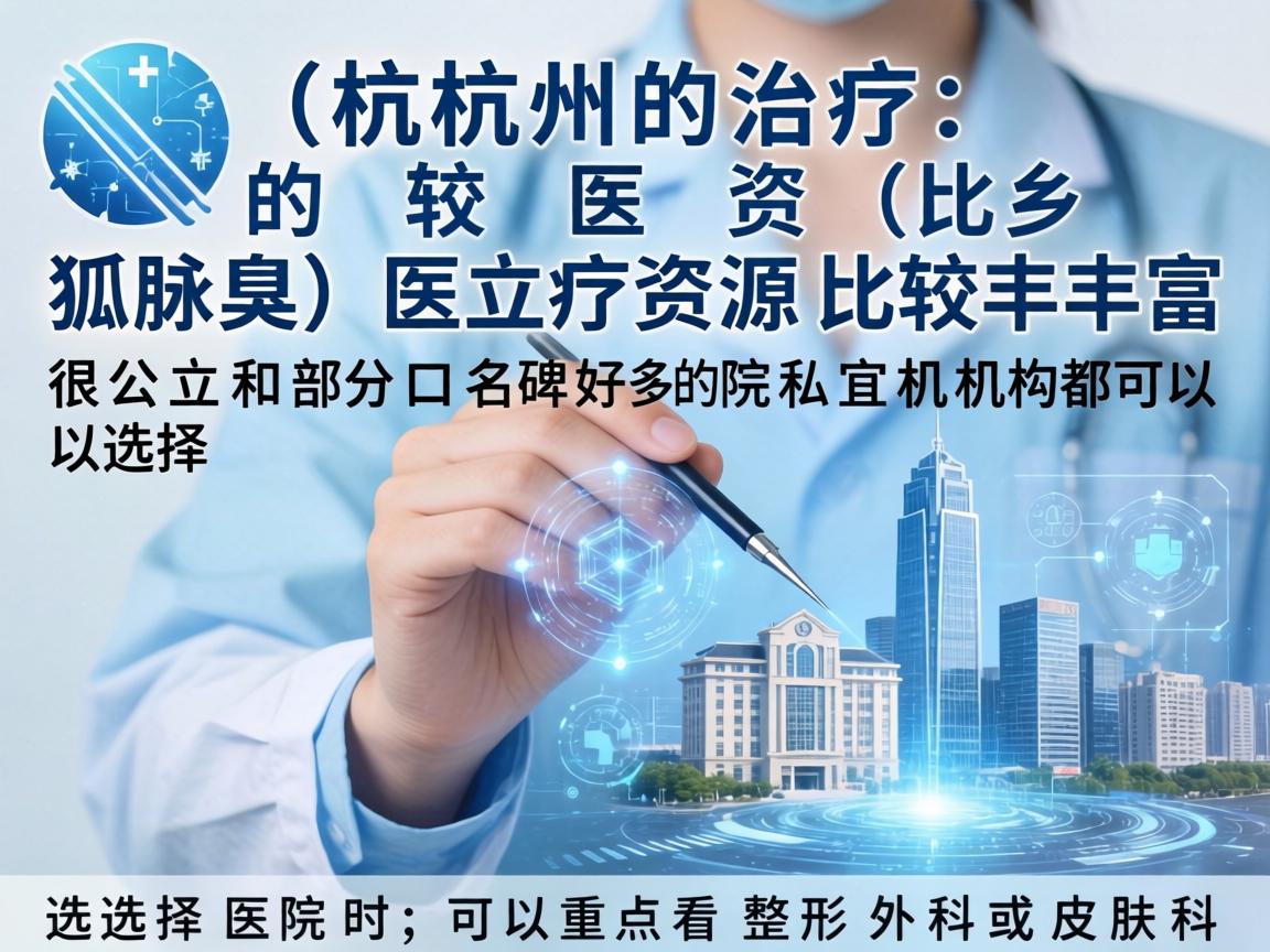 杭州治疗腋臭（狐臭）的医疗资源比较丰富，很多公立医院和部分口碑好的私立机构都可以选择。选择医院时，可以重点看整形外科或皮肤科
