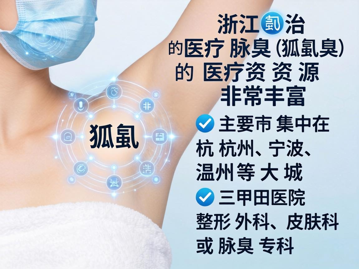 在浙江，治疗腋臭（狐臭）的医疗资源非常丰富，主要集中在杭州、宁波、温州等大城市的三甲医院整形外科、皮肤科或腋臭专科