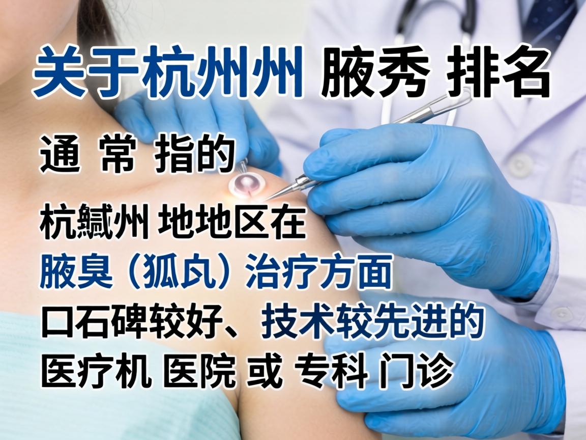 关于杭州腋秀排名，这通常指的是杭州地区在腋臭（狐臭）治疗方面口碑较好、技术较先进的医疗机构或专科门诊