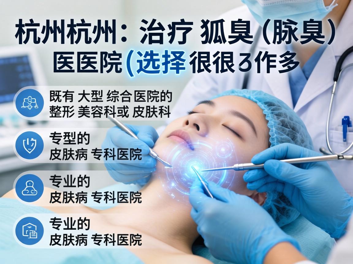 在杭州，治疗狐臭（腋臭）的医院选择很多，既有大型综合医院的整形美容科或皮肤科，也有专业的皮肤病专科医院