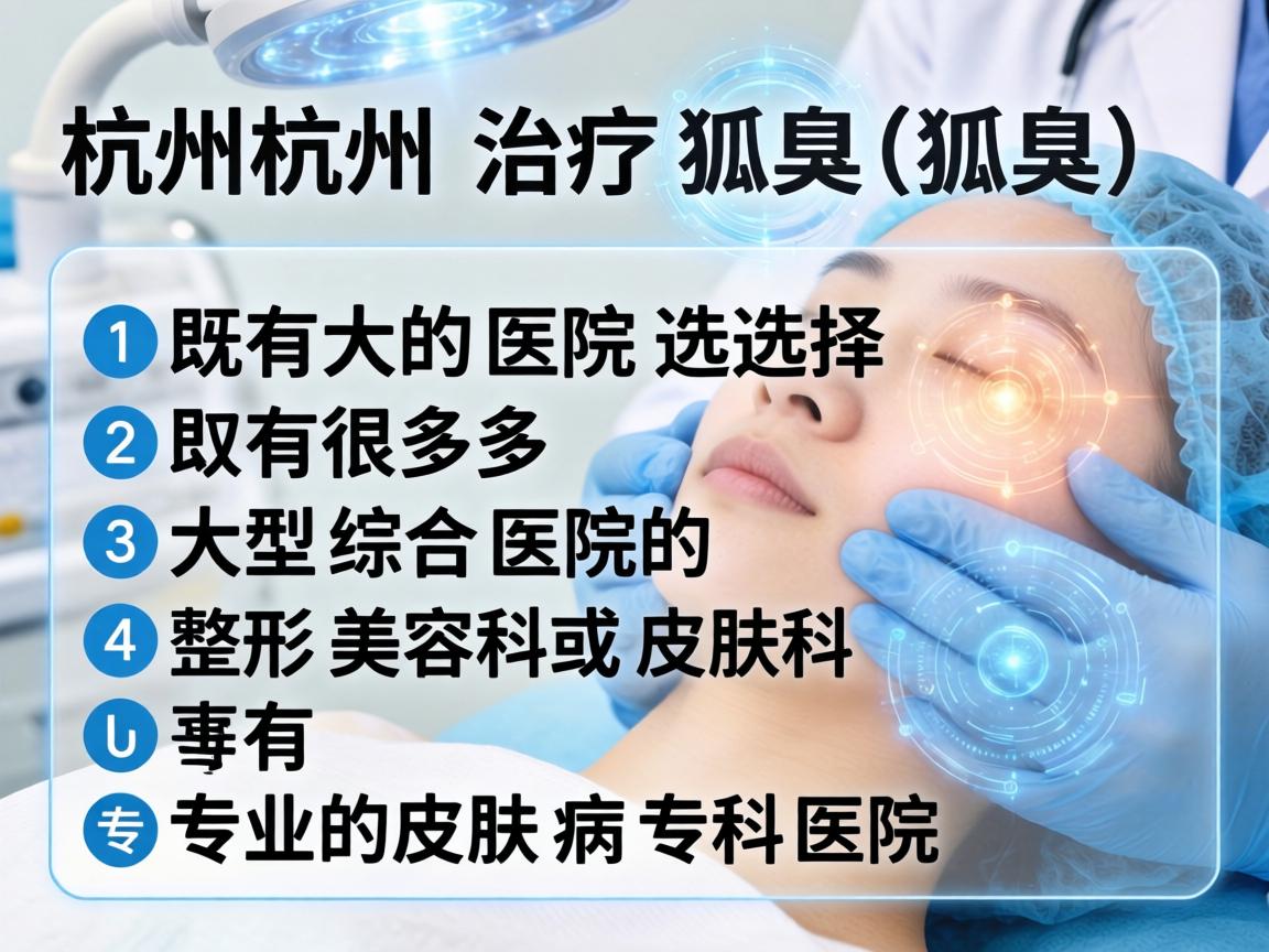 在杭州，治疗狐臭（腋臭）的医院选择很多，既有大型综合医院的整形美容科或皮肤科，也有专业的皮肤病专科医院