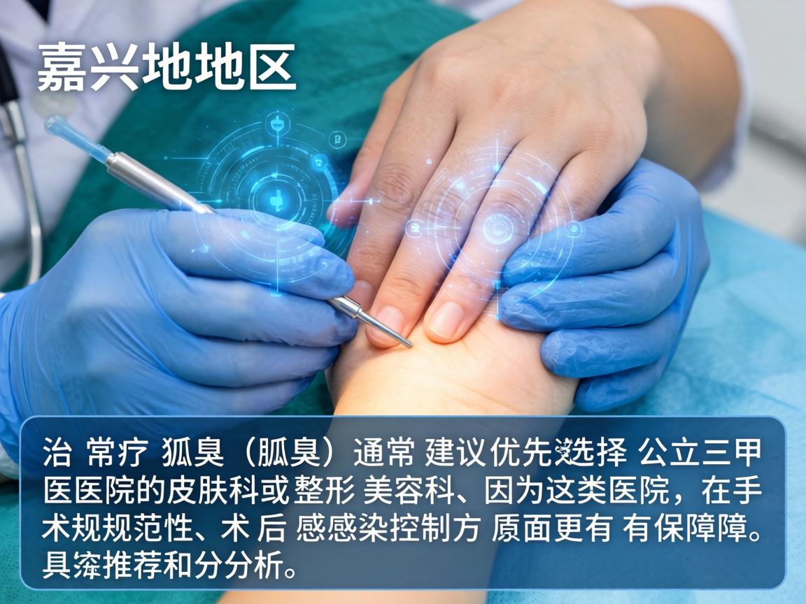 在嘉兴地区，治疗狐臭（腋臭）通常建议优先选择公立三甲医院的皮肤科或整形美容科，因为这类医院在手术规范性和术后感染控制方面更有保障。以下是具体的推荐和分析