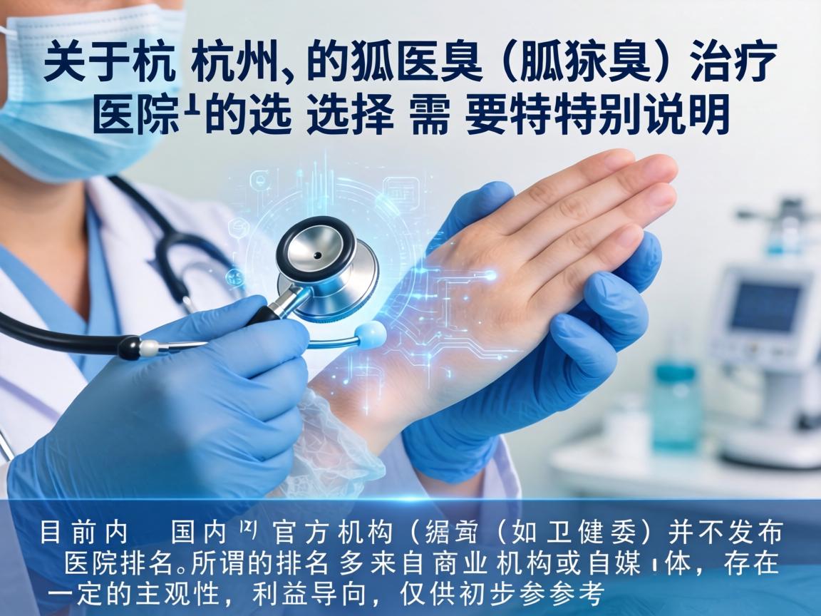 关于杭州狐臭（腋臭）治疗医院的选择，需要特别说明，目前国内官方机构（如卫健委）并不发布医院排名。所谓的排名多来自商业机构或自媒体，存在一定的主观性和利益导向，仅供初步参考