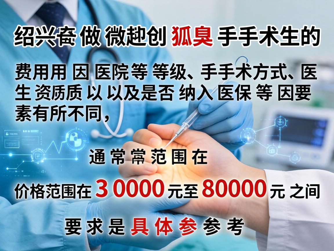 在绍兴做微创狐臭手术的费用因医院等级、手术方式、医生资质以及是否纳入医保等因素有所不同，通常价格范围在 3000元至8000元 之间。以下是具体参考