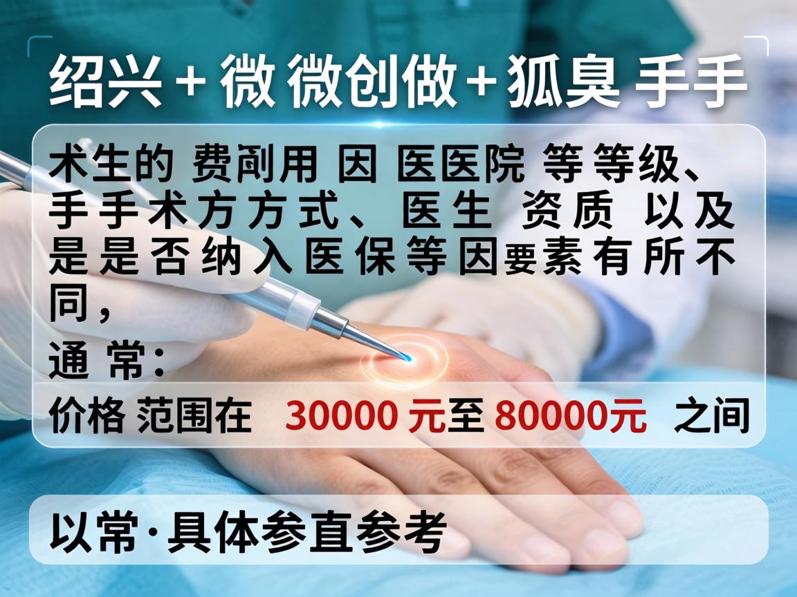 在绍兴做微创狐臭手术的费用因医院等级、手术方式、医生资质以及是否纳入医保等因素有所不同，通常价格范围在 3000元至8000元 之间。以下是具体参考