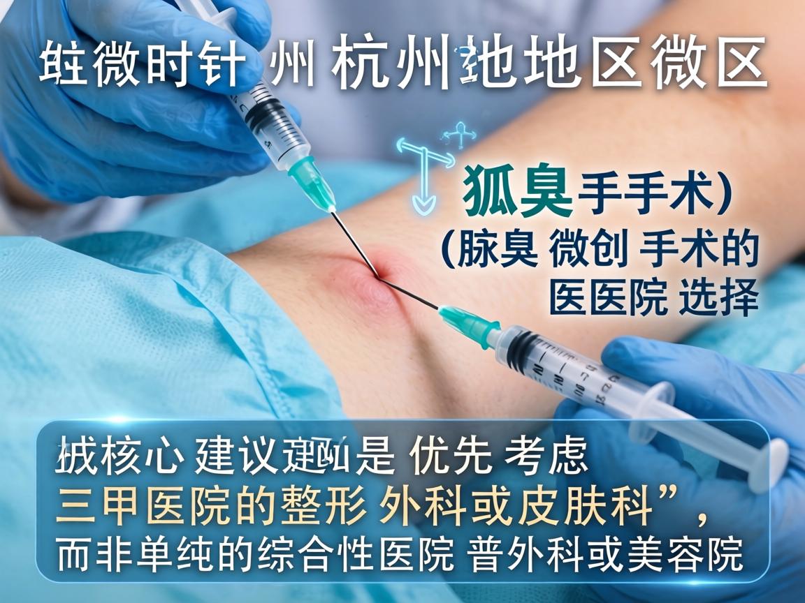 针对杭州地区做狐臭手术(腋臭微创手术)的医院选择,核心建议是优先考虑三甲医院的整形外科或皮肤科,而非单纯的综合性医院普外科或美容院 针对杭州地区做狐臭手术(腋臭微创手术)的医院选择,核心建议是优先考虑三甲医院的整形外科或皮肤科,而非单纯的综合性医院普外科或美容院
