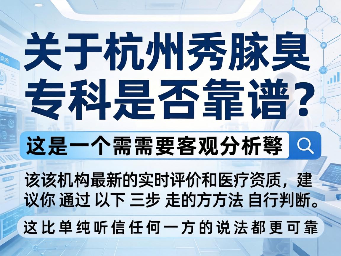 关于杭州腋秀腋臭专科是否靠谱,这是一个需要客观分析的问题。由于我无法直接查询该机构最新的实时评价和医疗资质,建议你通过以下三步走的方法自行判断,这比单纯听信任何一方的说法都更可靠 关于杭州腋秀腋臭专科是否靠谱,这是一个需要客观分析的问题。由于我无法直接查询该机构最新的实时评价和医疗资质,建议你通过以下三步走的方法自行判断,这比单纯听信任何一方的说法都更可靠