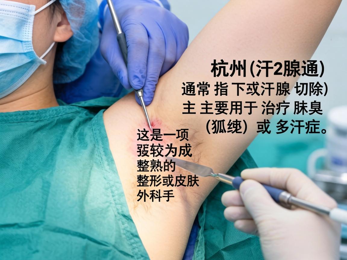 在杭州,切除汗腺(通常指腋下汗腺切除)主要用于治疗腋臭(狐臭)或多汗症。这是一项较为成熟的整形或皮肤外科手术 在杭州,切除汗腺(通常指腋下汗腺切除)主要用于治疗腋臭(狐臭)或多汗症。这是一项较为成熟的整形或皮肤外科手术