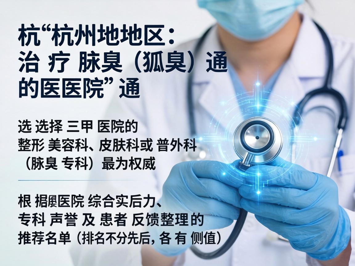 杭州地区治疗腋臭(狐臭)的医院,通常选择三甲医院的整形美容科、皮肤科或普外科(腋臭专科)最为权威。以下是根据医院综合实力、专科声誉及患者反馈整理的推荐名单(排名不分先后,各有侧重) 杭州地区治疗腋臭(狐臭)的医院,通常选择三甲医院的整形美容科、皮肤科或普外科(腋臭专科)最为权威。以下是根据医院综合实力、专科声誉及患者反馈整理的推荐名单(排名不分先后,各有侧重)