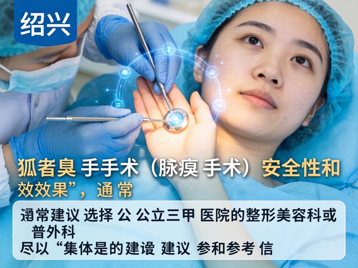 在绍兴,关于狐臭手术(腋臭手术)的安全性和效果,通常建议选择公立三甲医院的整形美容科或普外科。以下是具体的建议和参考信息 在绍兴,关于狐臭手术(腋臭手术)的安全性和效果,通常建议选择公立三甲医院的整形美容科或普外科。以下是具体的建议和参考信息