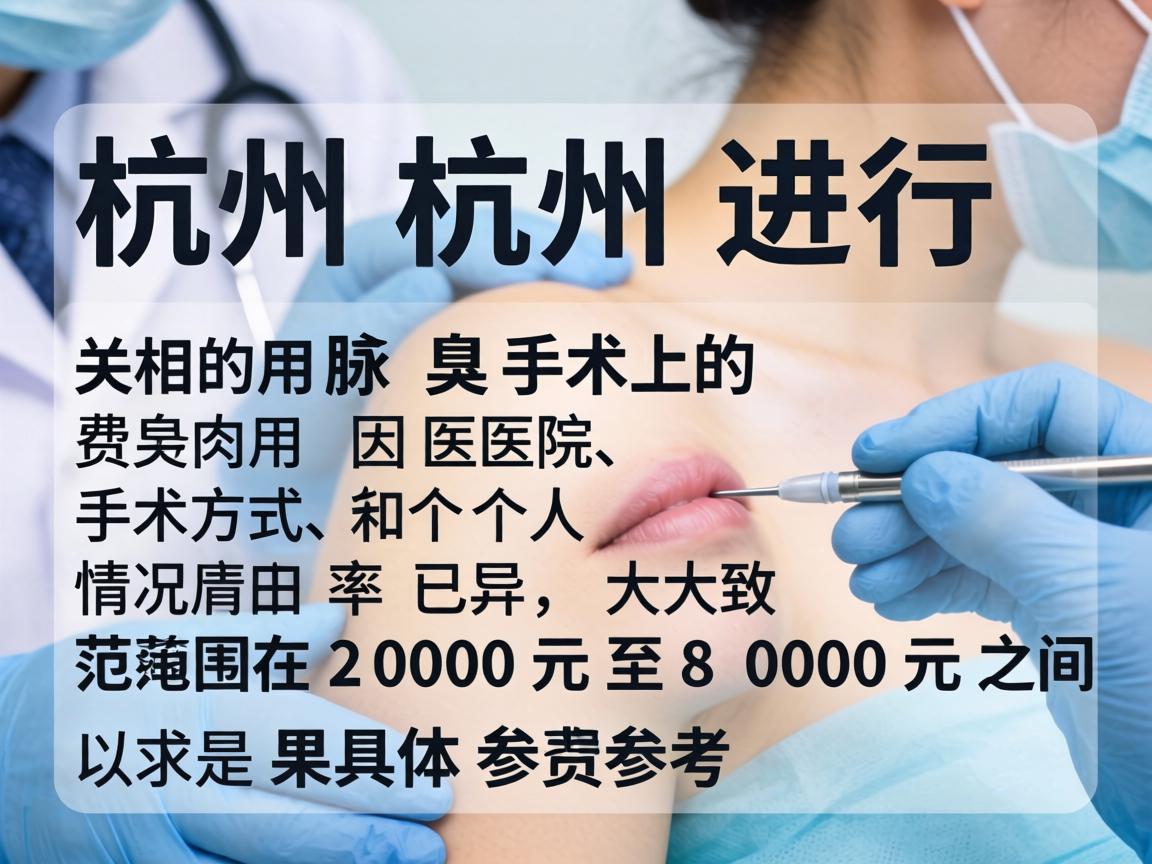 在杭州进行腋臭手术的费用因医院、手术方式和个人情况而异，大致范围在 2000元至8000元 之间。以下是具体参考