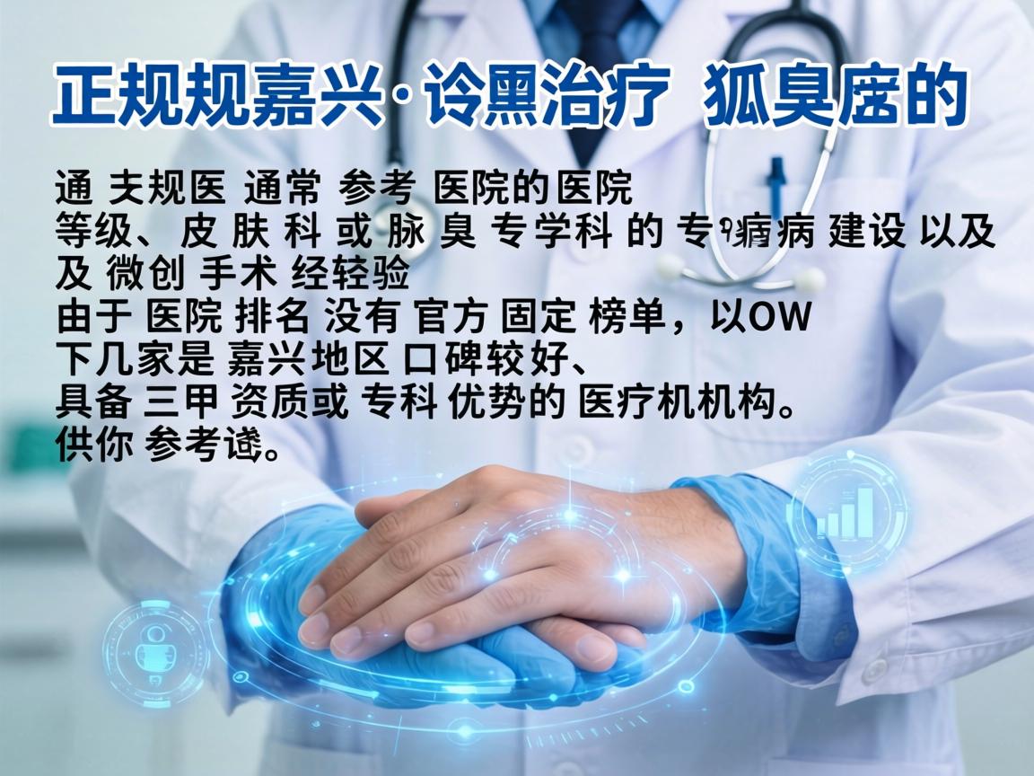 嘉兴治疗狐臭的正规医院，通常参考医院的等级、皮肤科或腋臭专科的专病建设以及微创手术经验。由于医院排名没有官方固定榜单，以下几家是嘉兴地区口碑较好、具备三甲资质或专科优势的医疗机构，供你参考
