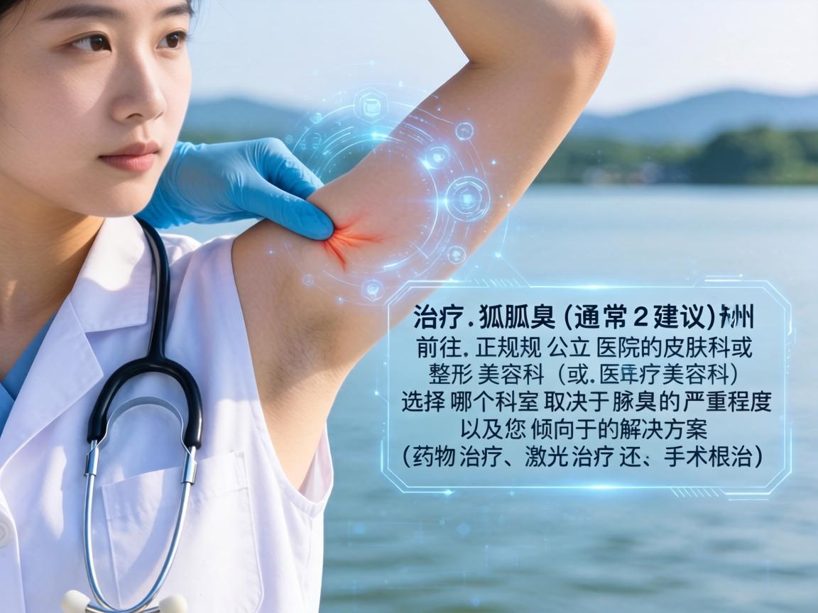 在湖州，治疗腋臭（狐臭）通常建议前往正规公立医院的皮肤科或整形美容科（或医疗美容科）选择哪个科室取决于腋臭的严重程度以及您倾向于的解决方案（药物治疗、激光治疗还是手术根治）